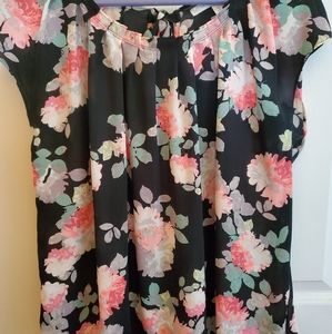 LC by Lauren Conrad black blouse with flowers